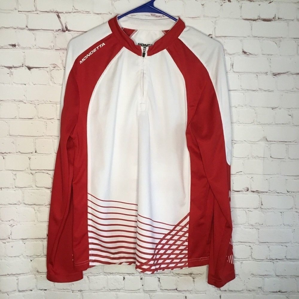Mondetta White/Red Logo Canada Long Sleeve Cycling Jersey Shirts Unisex‎ S China